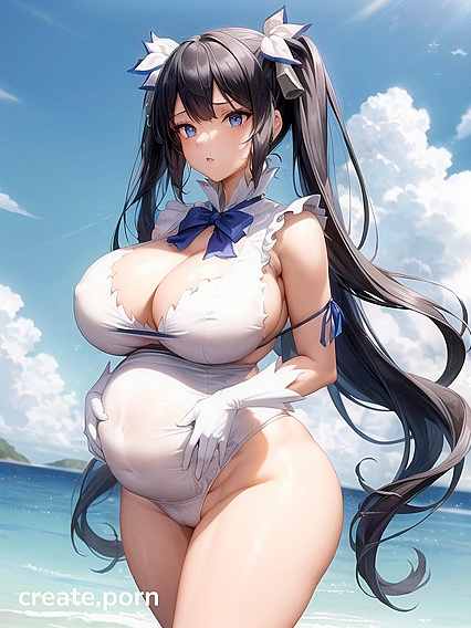 Hyper-Pregnant Babe with Massive Breasts and Huge Ass in Horny Hentai Picture