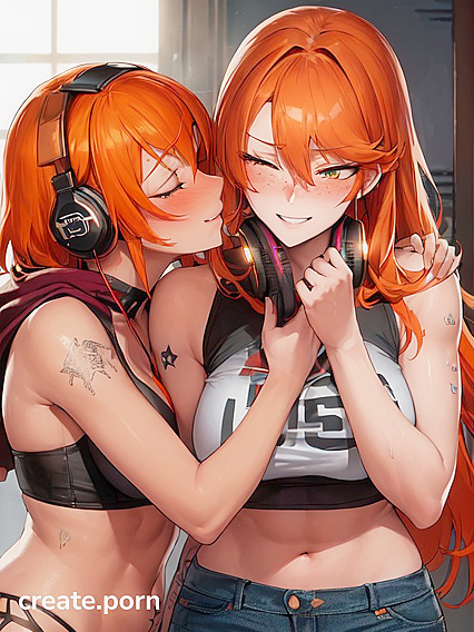 Mischievous Smile and Blush – Two People Enjoy Medium Breasts in Steamy Hentai Picture