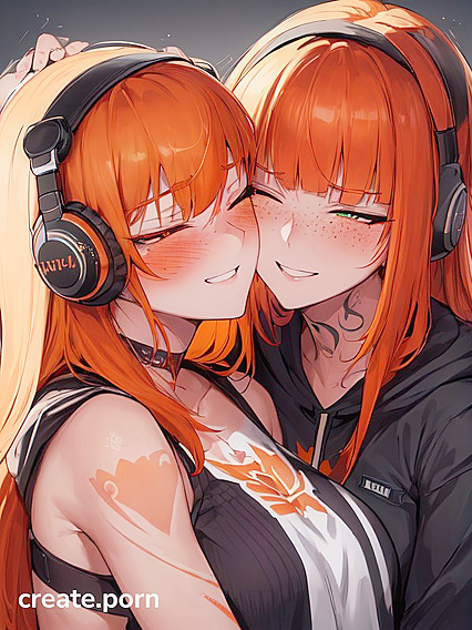 Ginger Wears Headphones for Steamy Two-Person Hentai Picture