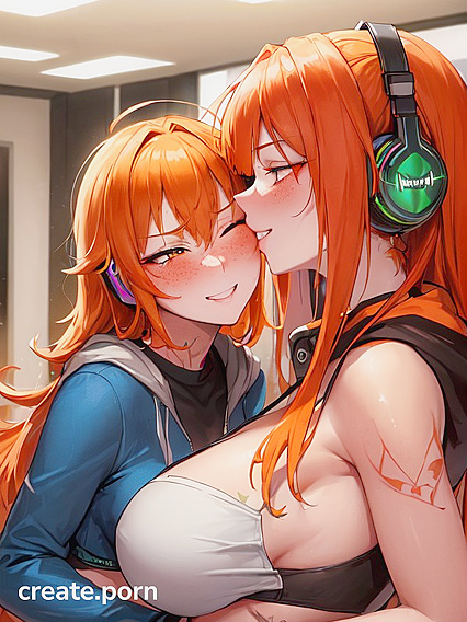 Ginger Girl 18+s with Tattoos Share  Kisses in Steamy Hentai Picture