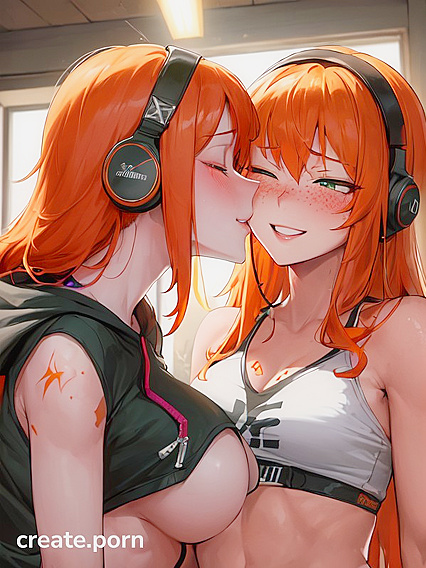 Ginger Girl 18+ in Hoodie Enjoying Straight Hentai Picture