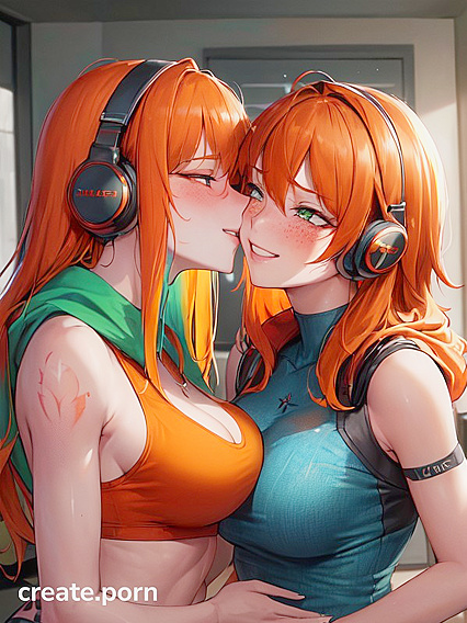 Rounded Ass and Perky Breasts in Hot Girl 18+s Kissing Hentai Image