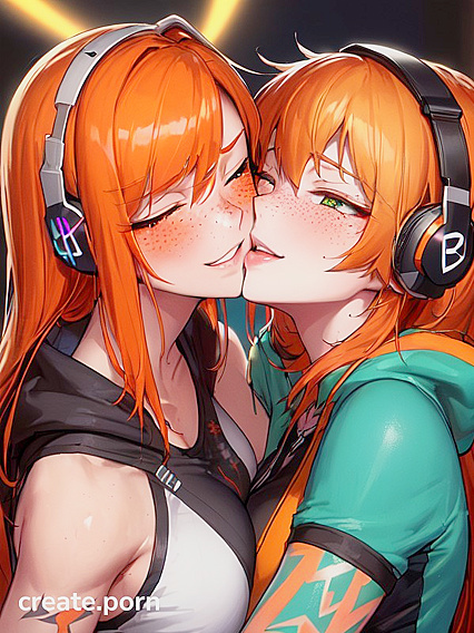 Tattooed Babe with Green Eyes and Headphones Enjoying  Hentai Pleasure