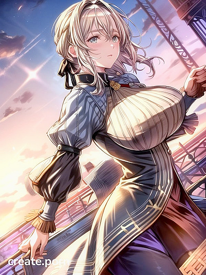 Violet Evergarden's Massive Tits in Anime-Accurate Outfit for Steamy Full Body Hentai Picture