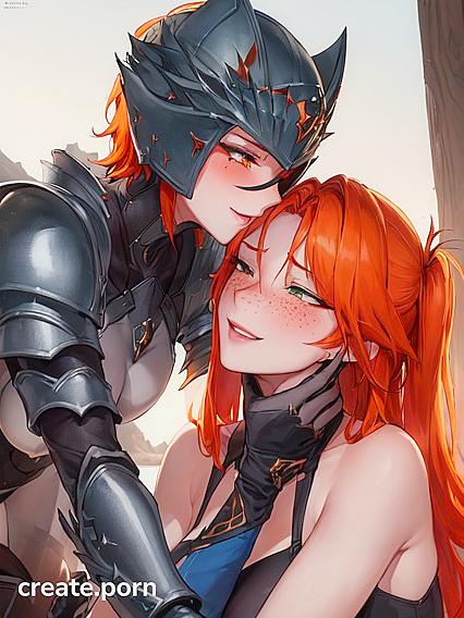 18-Year-Old with Green Eyes Teased in Armor Gloves for Hentai Pleasure