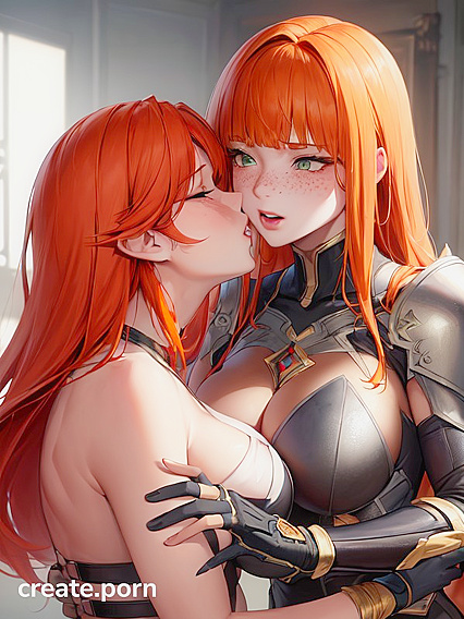 Green-Eyed Warrior in Armor Takes Control in Steamy Hentai Picture