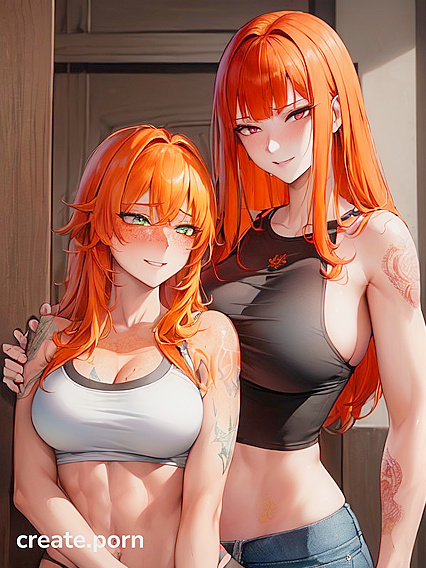 Blushing Ginger With Tattoos Teases in Mischievous Hentai Picture