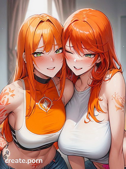 Mischievous Smiling Ginger in Steamy Straight hentai Picture