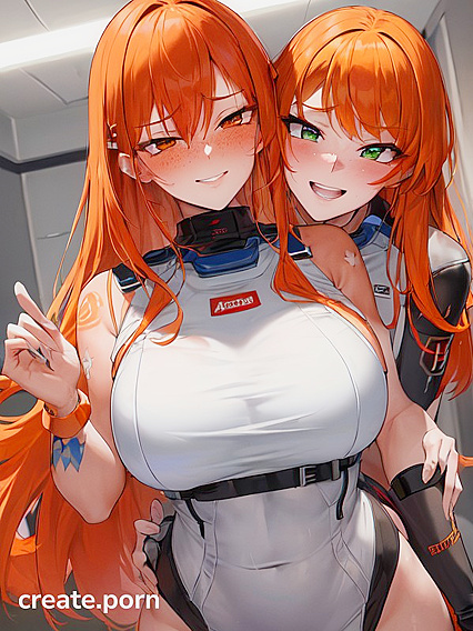 Mischievous Green-Eyed Beauty Smiles and Blushes in Sci-Fi Hentai Ecstasy