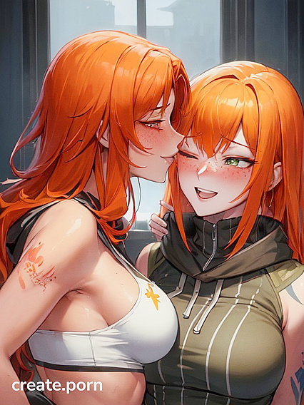 Fit Girl 18+s Exploring Passionate Kisses in  Hentai Images