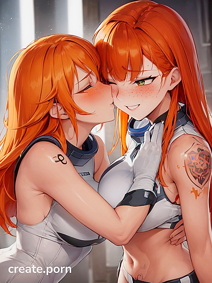 Ginger Girl 18+s with Green Eyes Kiss Passionately in Erotic Hentai Images