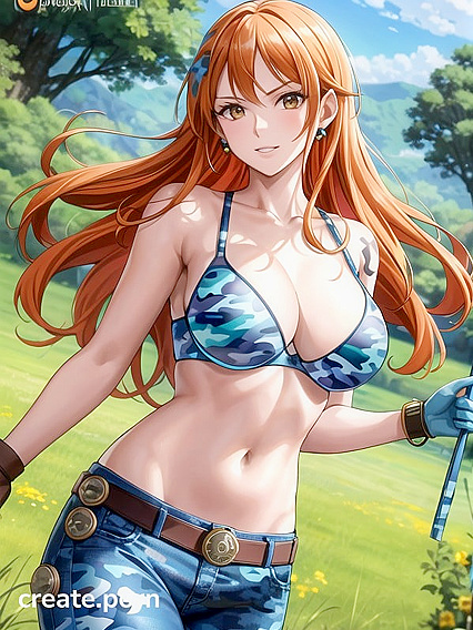 Meadow's Massive Breasts in Blue Camo Bra for Steamy Hentai Picture