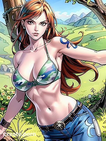 Nami from One Piece Seduces in Latex Gloves and Large Breasts Hentai Image