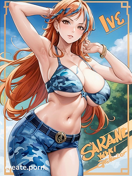 Nami from One Piece Seduces in Latex Gloves and Large Breasts Hentai Image