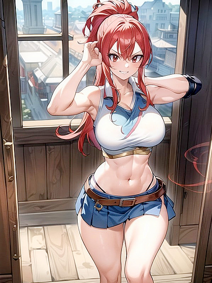 Red-Haired Fitness Goddess Seduced by Thick-Line Hentai Desires