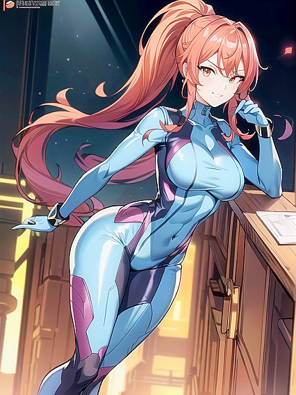 Red-Haired Beauty with Large Breasts Seduces in Sexy Pyjamas Hentai Image