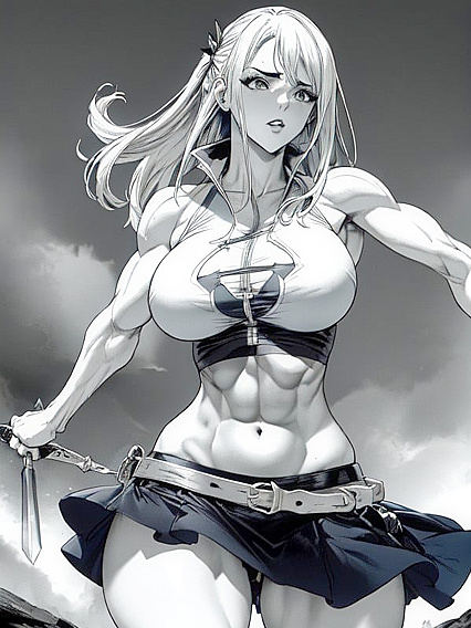 Lucy Heartfilia in Black & White Manga Seduction Amidst Hellish Backdrop Hentai