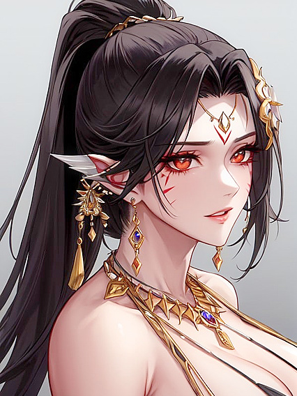 Dark-Skinned Beauty with Earrings Gets Marked Up in  Hentai Picture