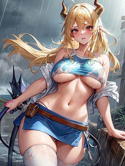 Long-Length hentai Picture with Pink-Eyed Beauty and Her Large Breasts