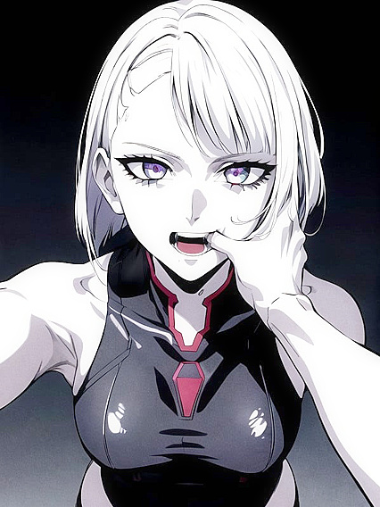 Lucy from Cyberpunk with Mouth Agape in Sexy SFW Hentai Images