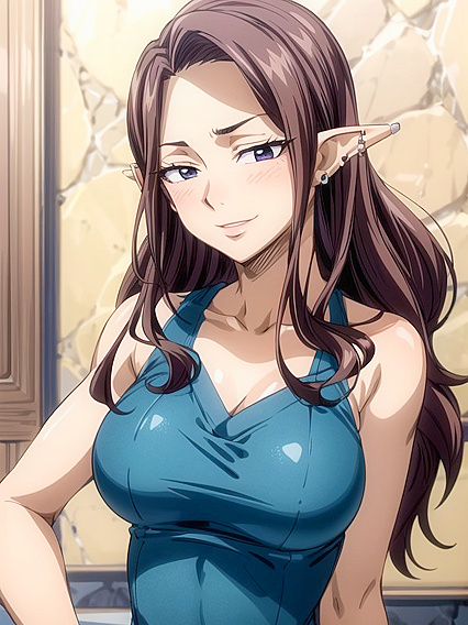 Elf With Purple Eyes and Mouth Wide Open in steamy Hentai Picture