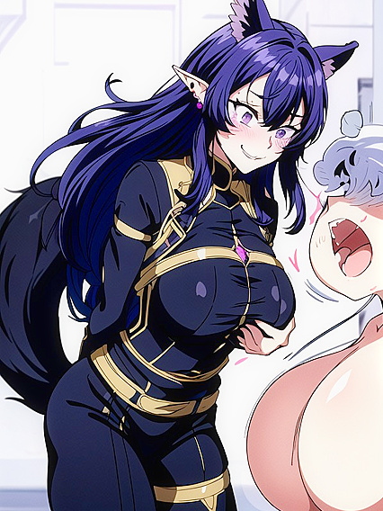 Purple-Eyed Beauty with Expanding Breasts Dazzles in Earring Adorned Hentai Images