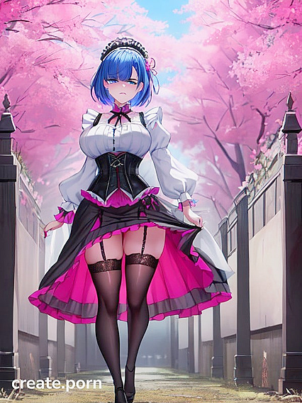 Rem from Re –Zero Disgusted but Pleasured in Sakura Garden Hentai Image