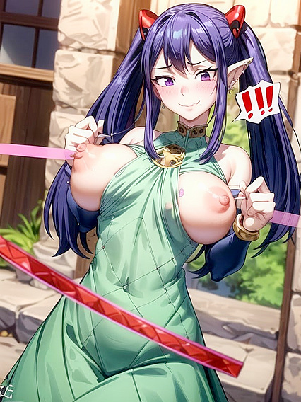 Mischievous 18-Year-Old With Purple Eyes Smiles and Blushes in Hentai Ecstasy