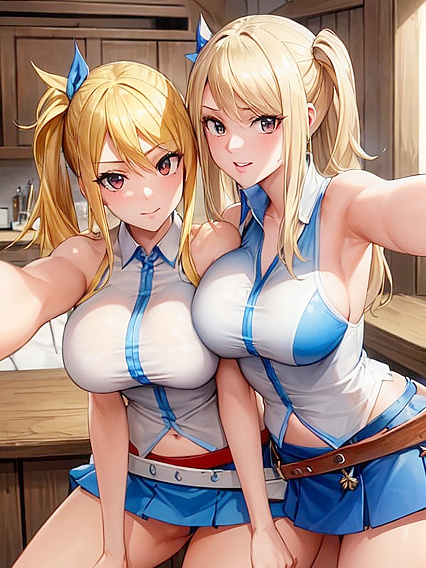 Lucy Heartfilia from Fairy Tail Snuggles and Takes Sexy selfies in Steamy Hentai Images