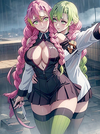 Mitsuri Kanroji from Demon Slayer in Ultra-Detailed Muscular Hentai Picture