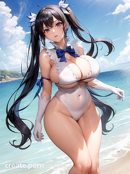 Huge-Assed Beauty with Bubble Tits Sunbathing on the Beach in Hot Hentai Picture