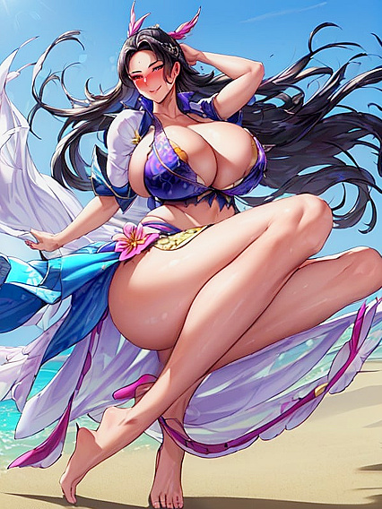 Mischievous Smiles and Flirty Blushes in Full-Body Windy Hentai Images