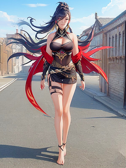 Dehya from Genshin Impact Enjoys Wind in Her Hair While Seductively Staring at You