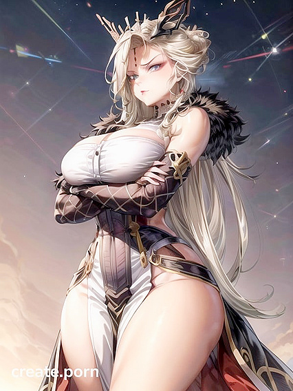 Game-Accurate La Signora with Huge Tits, Crossed Arms, and Perfect Hourglass Figure