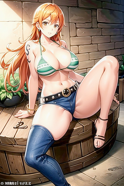 Graffiti-Backed Green-Eyed Beauty in Fishnets for Steamy Hentai Picture