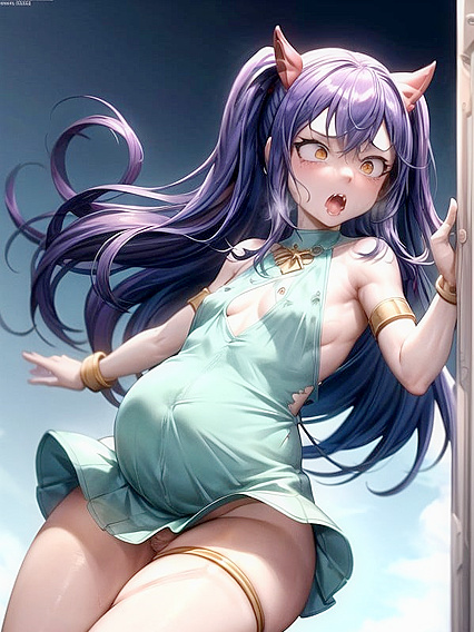 Huge Pregnant Belly and Thigh-High Hair in Sensual Hentai Picture