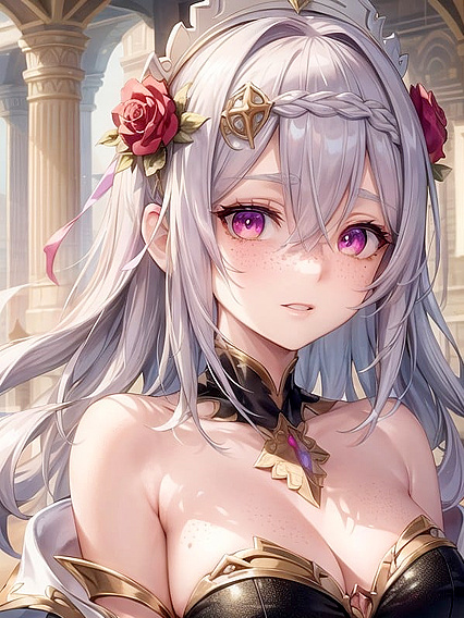 Freckled Girl 18+ with Pink and Glowing Eyes Seduces in Steamy hentai Picture