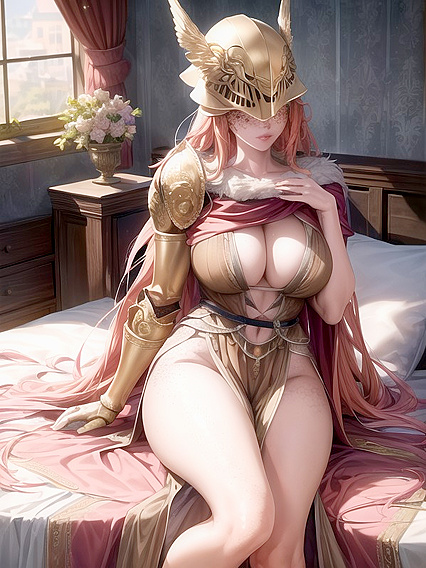 Malenia from Elden Ring Seduces with Freckled Passion in Bed Hentai Image