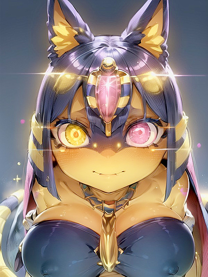 Ankha from Animal Crossing Gets Wild with Pink and Glowing Eyes in Hentai AI Picture