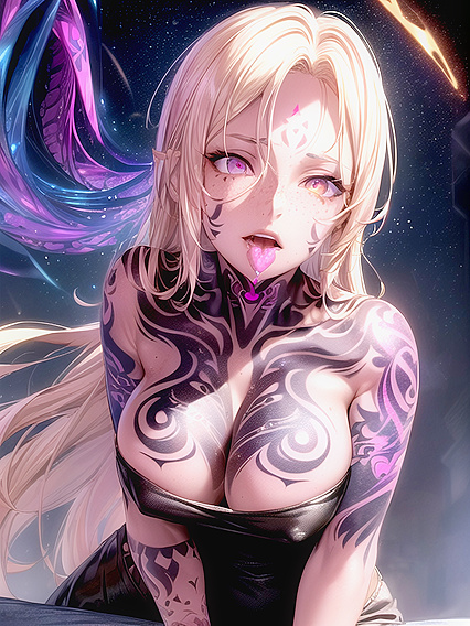 Freckled Beauty with Glowing Eyes in Ultra-Detailed Hentai Pleasure