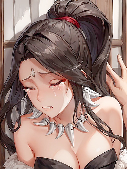 Nidalee from League of Legends Kisses Fearfully in  Hentai Image