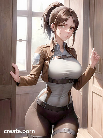 Sasha from Attack on Titan Shows Off Her Large Breasts and Curvy Ass in hentai Picture