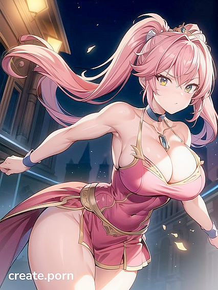Muscular Babe with Large Breasts Dominates in Thick-Line Hentai Picture