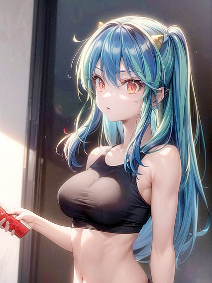 Muscular Guy with Multi-Colored Hair Shows Off in Steamy Hentai Images
