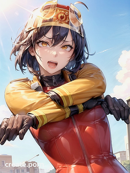 Hot Firefighter with Huge Breasts Moans ly in Ecstatic Hentai Images