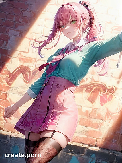 Embarrassed inUniform Shows Off Her Busty Cleavage in Hentai AI Porn