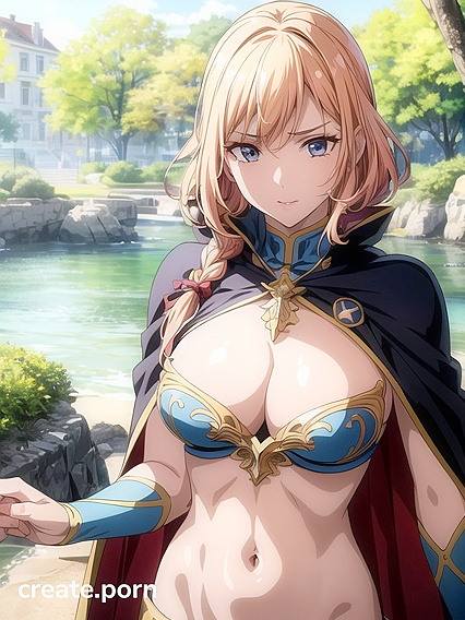 Perky Permed Beauty Shows Off Her Navel in Steamy Hentai Solo Picture