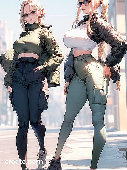 Skinny Girl 18+ with Happy Face, Sunglasses, Tiny 18+ Waist, Big Tits, and Sexy Curves in Hentai Picture