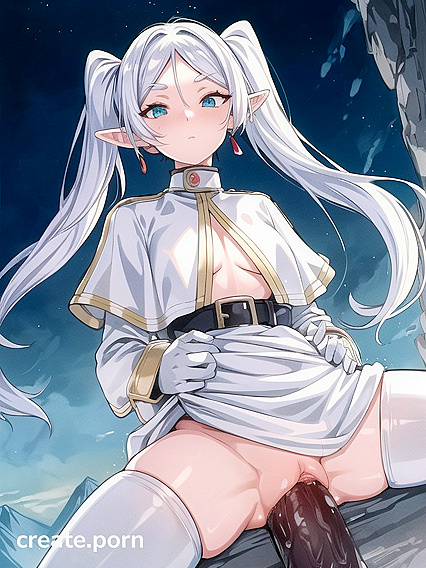 Frieren from Beyond Journey's End Takes On Thick Monsters in Horny Hentai Picture
