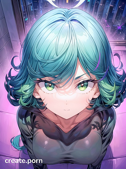 Tatsumaki from One Punch Man Stares ly at You in Glowing hentai Ecstasy